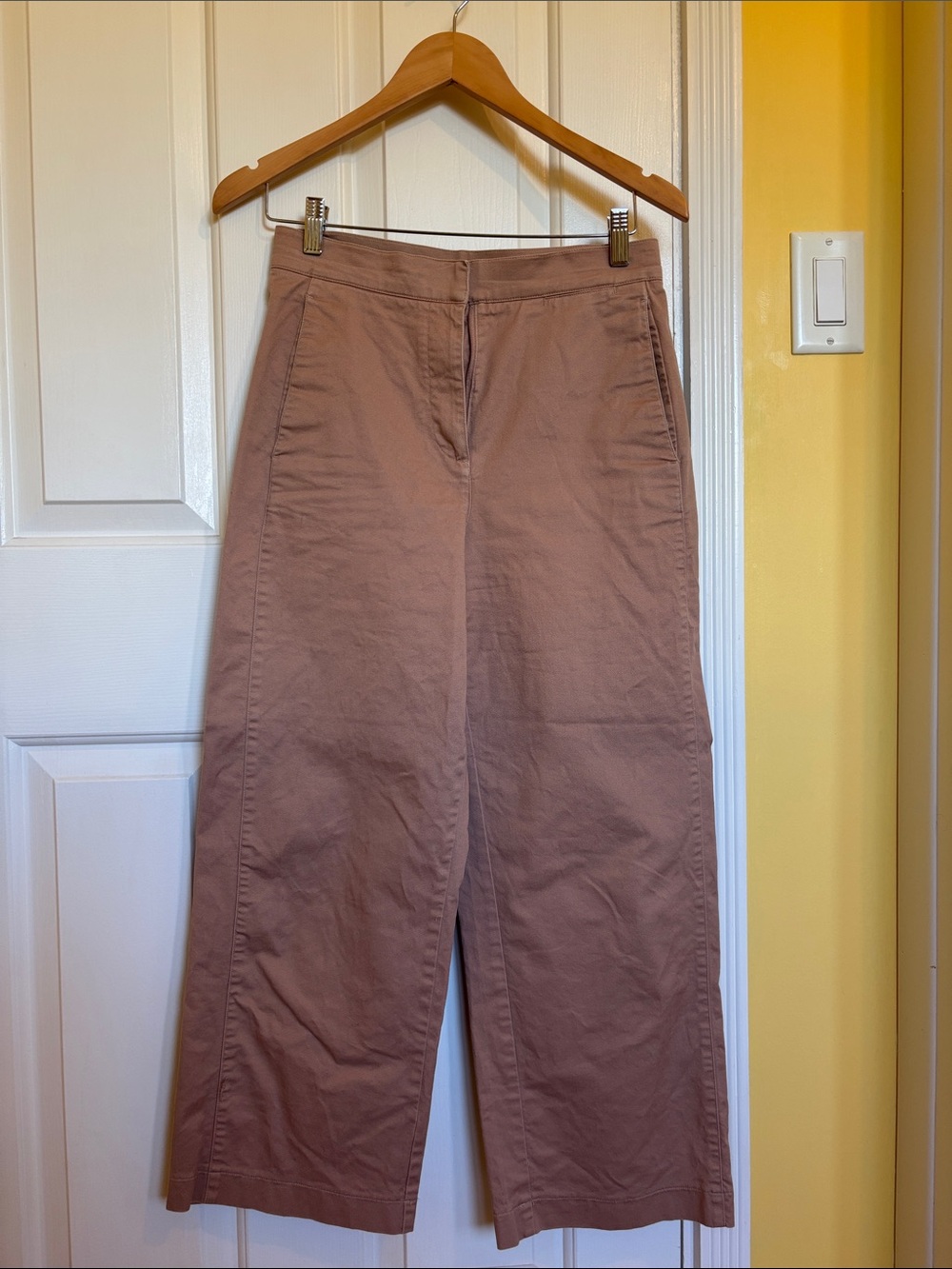 Babaton Wide-Leg Cotton Pants in Blush Mauve